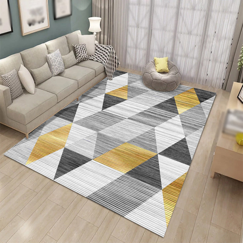 Simplicity Triangle Pattern Carpet Polyester Area Rug Pet Friendly Indoor Carpet for Living Room