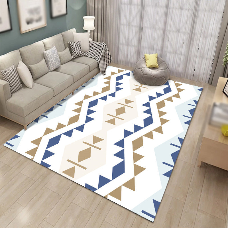 Simplicity Triangle Pattern Carpet Polyester Area Rug Pet Friendly Indoor Carpet for Living Room