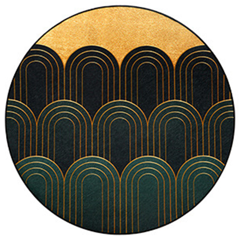 Colorful Modern Area Rug Green Color Block Carpet Stain Resistant Washable Rug for Living Room