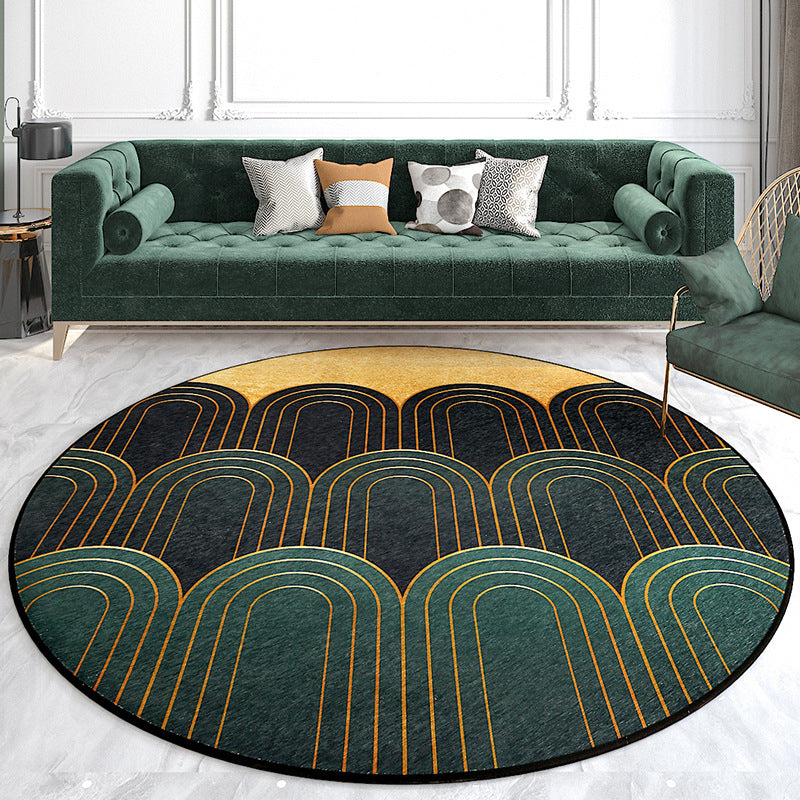 Colorful Modern Area Rug Green Color Block Carpet Stain Resistant Washable Rug for Living Room