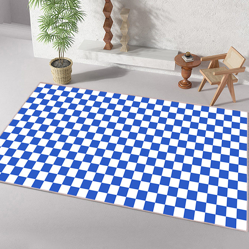 Modern Home Decoration Carpet Checkered Pattern Area Rug Polyester Stain Resistant Indoor Carpet