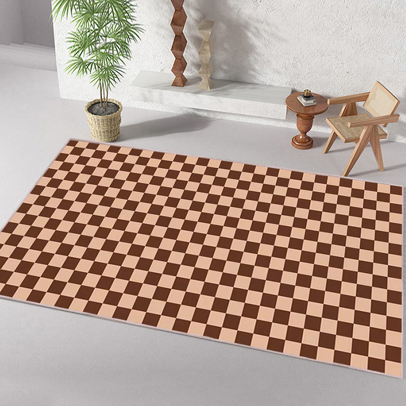 Minimalist Checkered Print Carpet Polyester Area Rug Stain Resistant Indoor Carpet for Living Room