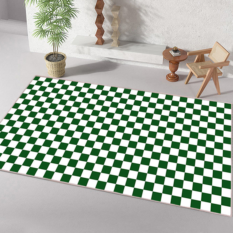Minimalist Checkered Print Carpet Polyester Area Rug Stain Resistant Indoor Carpet for Living Room
