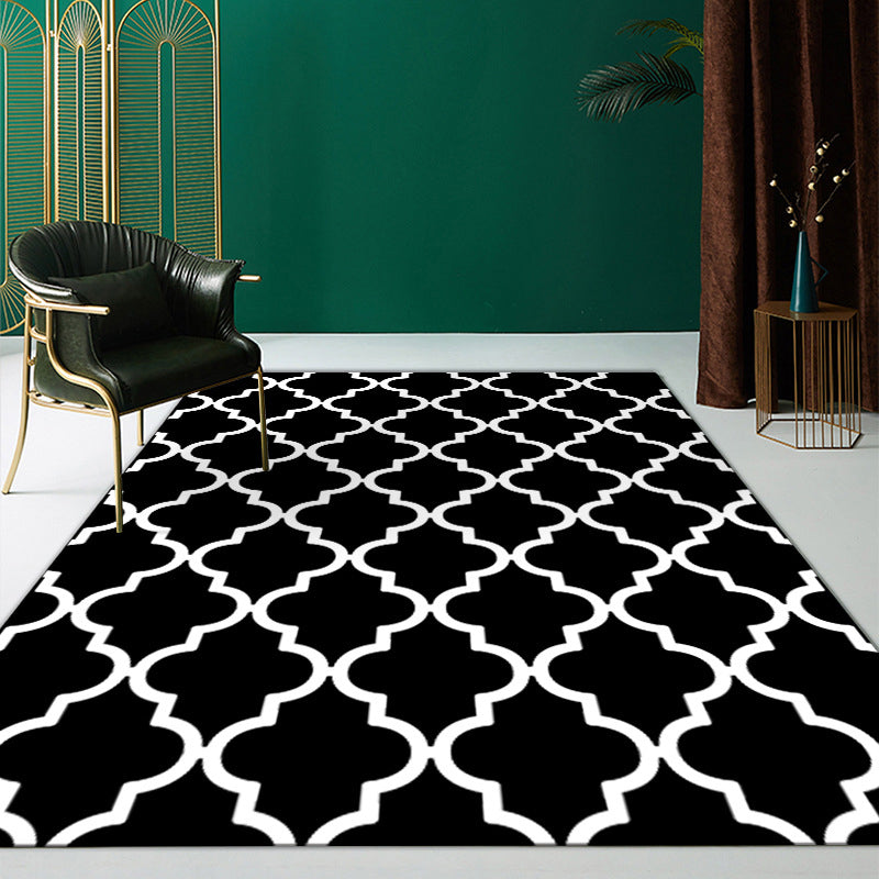 Comfortable Area Rug Geometric Print Polyester Rug Stain Resistant Indoor Carpet