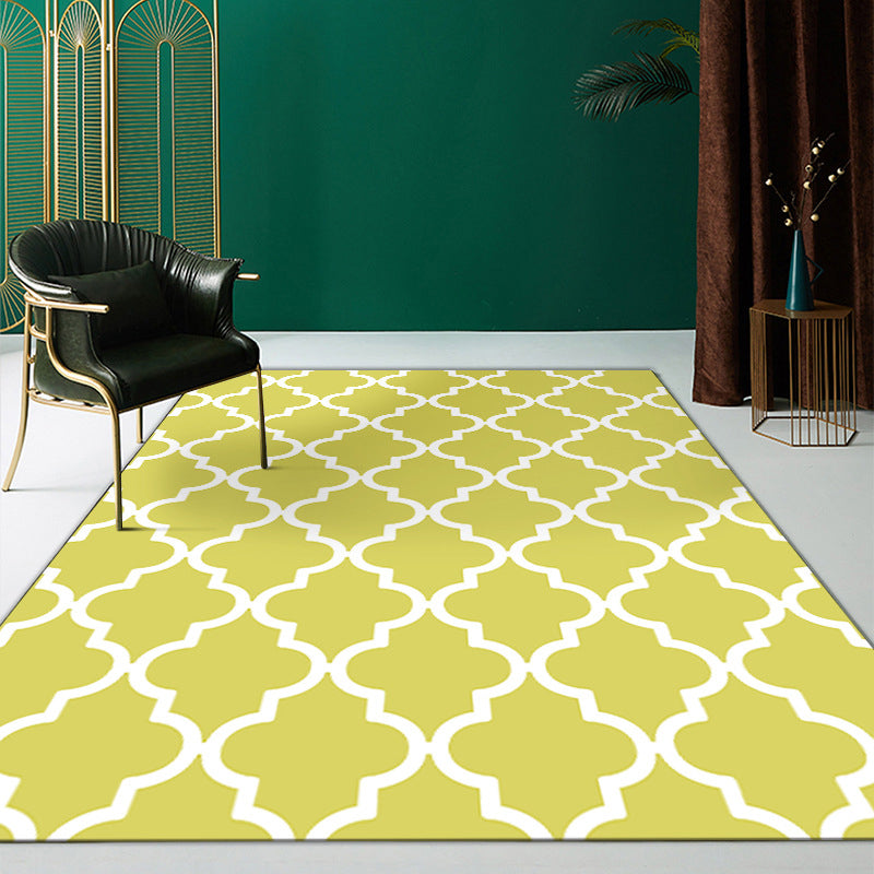 Comfortable Area Rug Geometric Print Polyester Rug Stain Resistant Indoor Carpet
