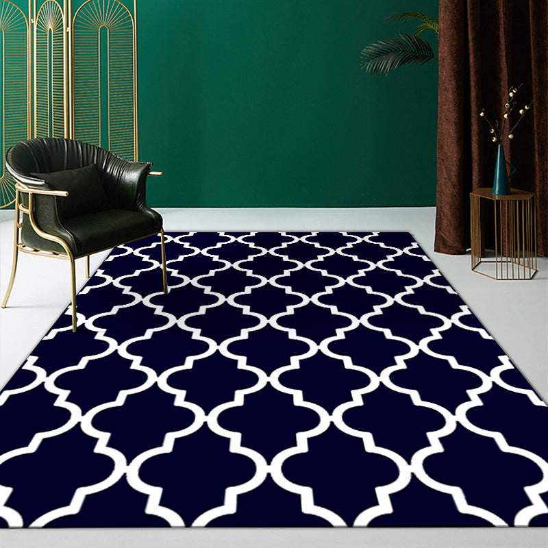 Comfortable Area Rug Geometric Print Polyester Rug Stain Resistant Indoor Carpet
