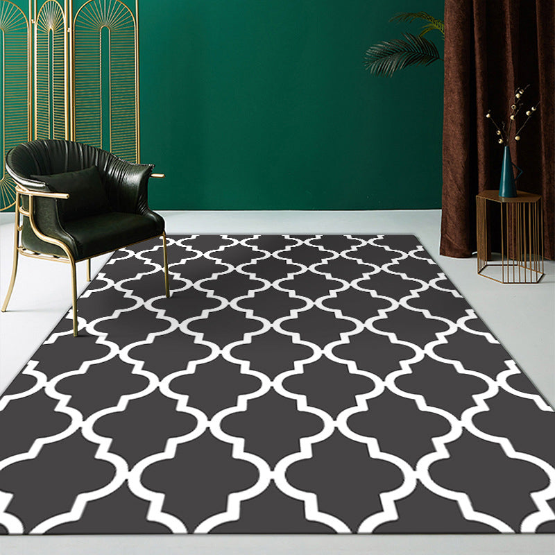 Comfortable Area Rug Geometric Print Polyester Rug Stain Resistant Indoor Carpet