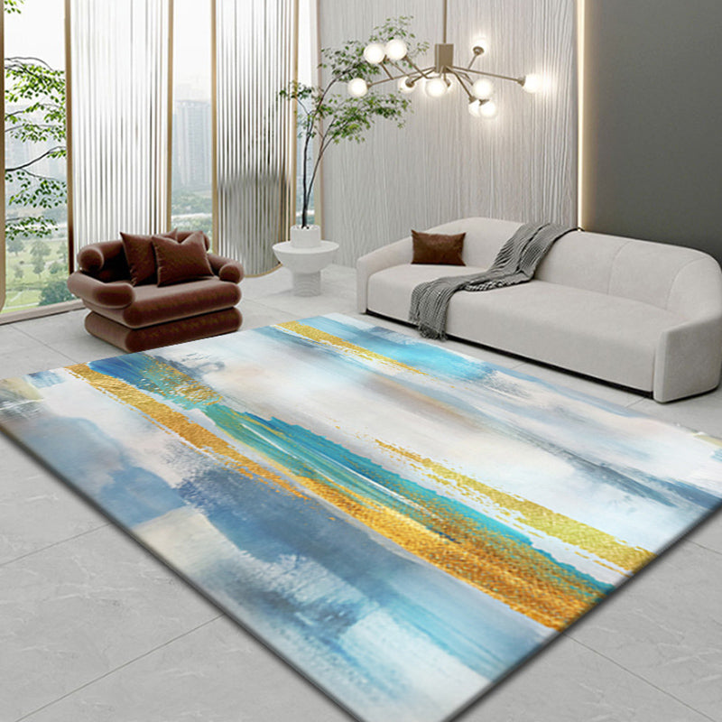 Light Grey Modern Rug Polyester Graphic Area Rug Non-Slip Backing Rug for Living Room