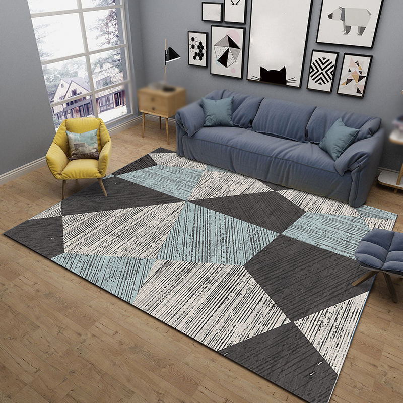 Modern Geometric Indoor Rug Washable Carpet Polyester Living Room Carpet with Non-Slip Backing