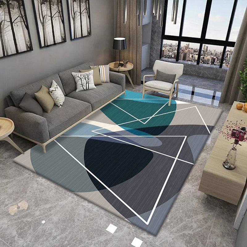 Modern Geometric Indoor Rug Washable Carpet Polyester Living Room Carpet with Non-Slip Backing