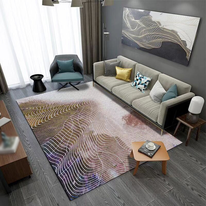 Contemporary Abstract Art Carpet Polyester Area Rug Stain Resistant Indoor Carpet for Living Room