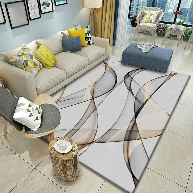 Contemporary Abstract Art Carpet Polyester Area Rug Stain Resistant Indoor Carpet for Living Room