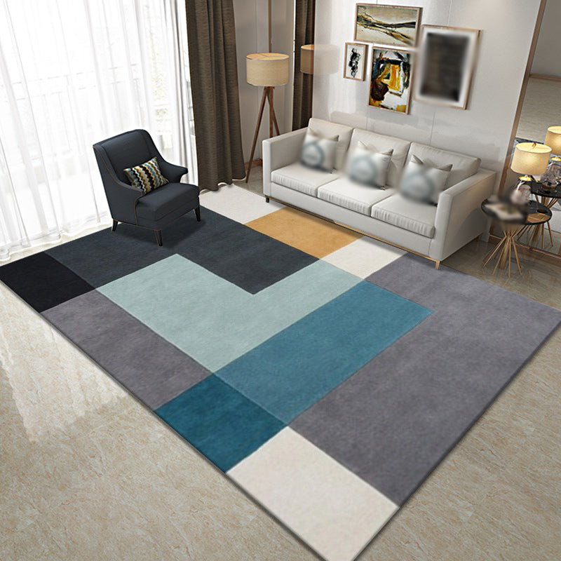 Minimalist Triangle Print Carpet Polyester Area Rug Non-Slip Backing Indoor Carpet for Living Room