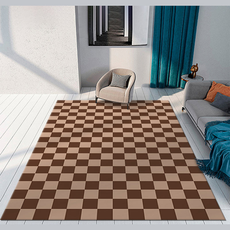 Funky Checkered Print Rug Polyester Area Carpet Stain Resistant Indoor Carpet for Living Room
