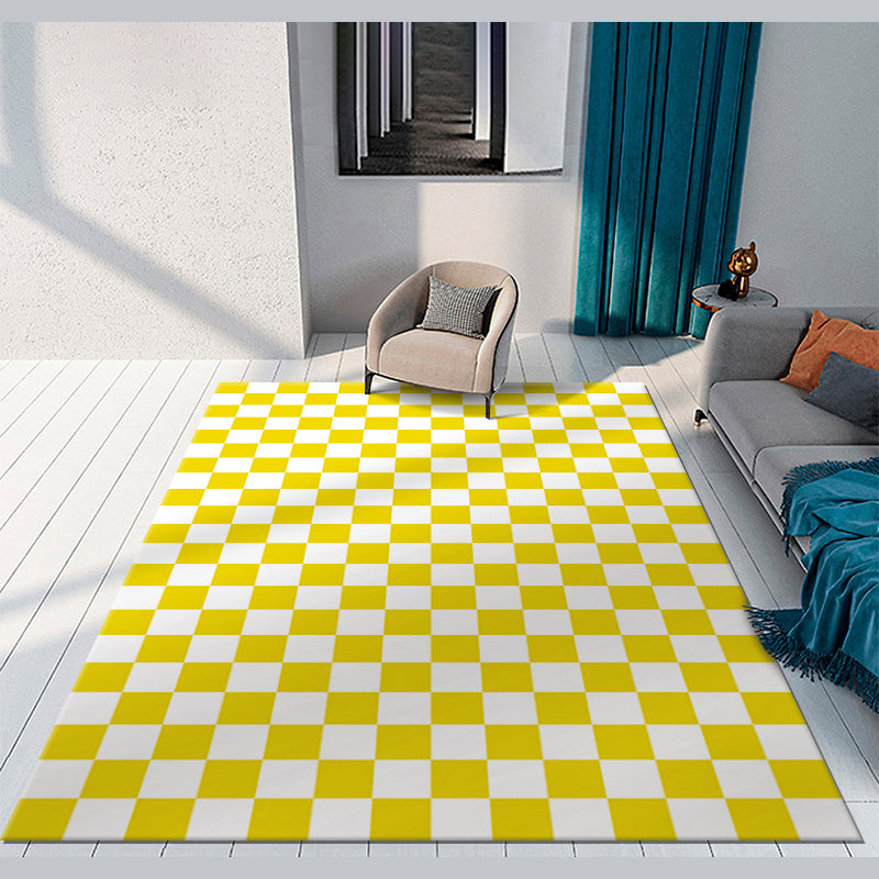 Funky Checkered Print Rug Polyester Area Carpet Stain Resistant Indoor Carpet for Living Room