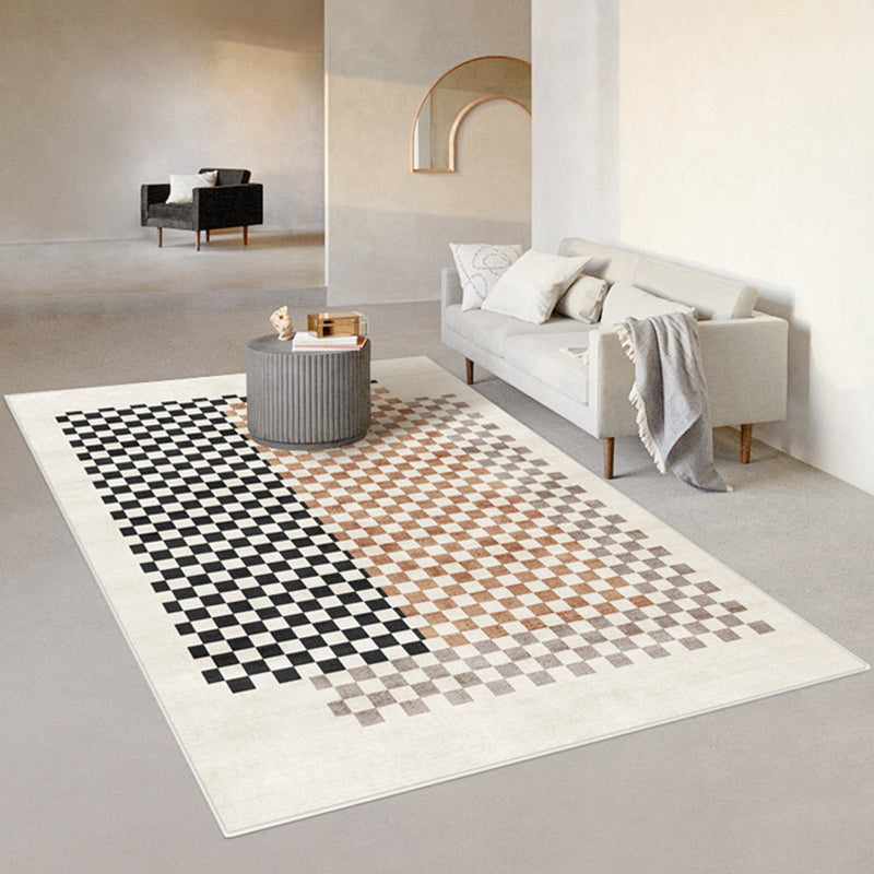 Modern Home Decoration Carpet Checkered Pattern Area Rug Polyester Non-Slip Backing Indoor Carpet