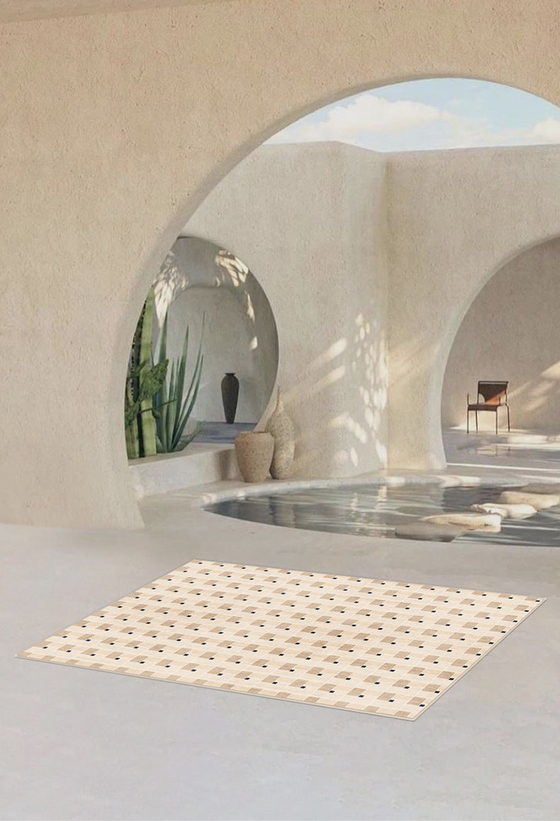 Modern Home Decoration Carpet Checkered Pattern Area Rug Polyester Non-Slip Backing Indoor Carpet