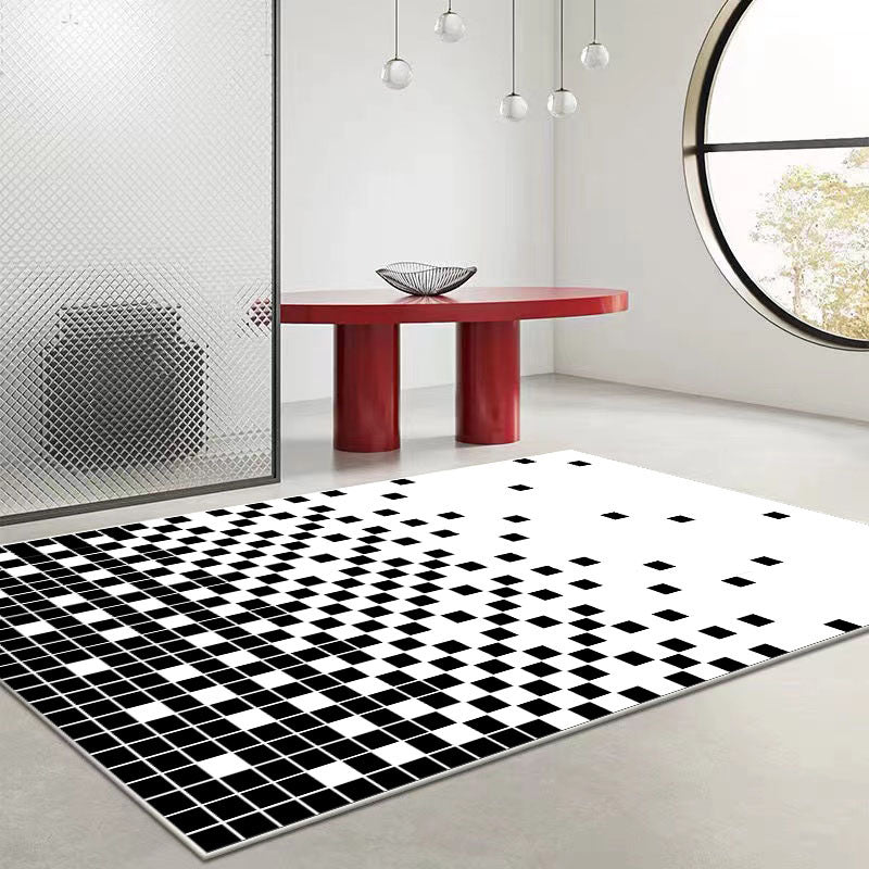 White Modern Rug Polyester Circle Area Rug Washable Indoor Rug for Living Room