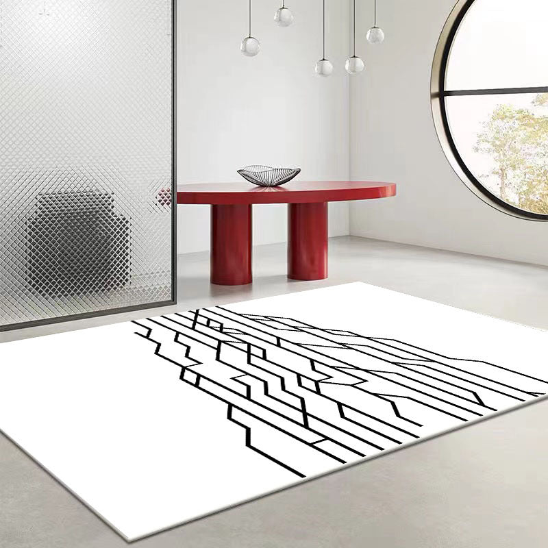 White Modern Rug Polyester Circle Area Rug Washable Indoor Rug for Living Room