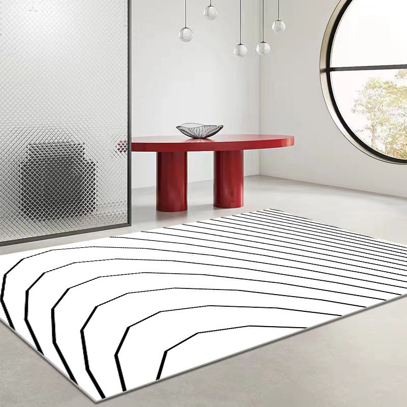 White Modern Rug Polyester Circle Area Rug Washable Indoor Rug for Living Room