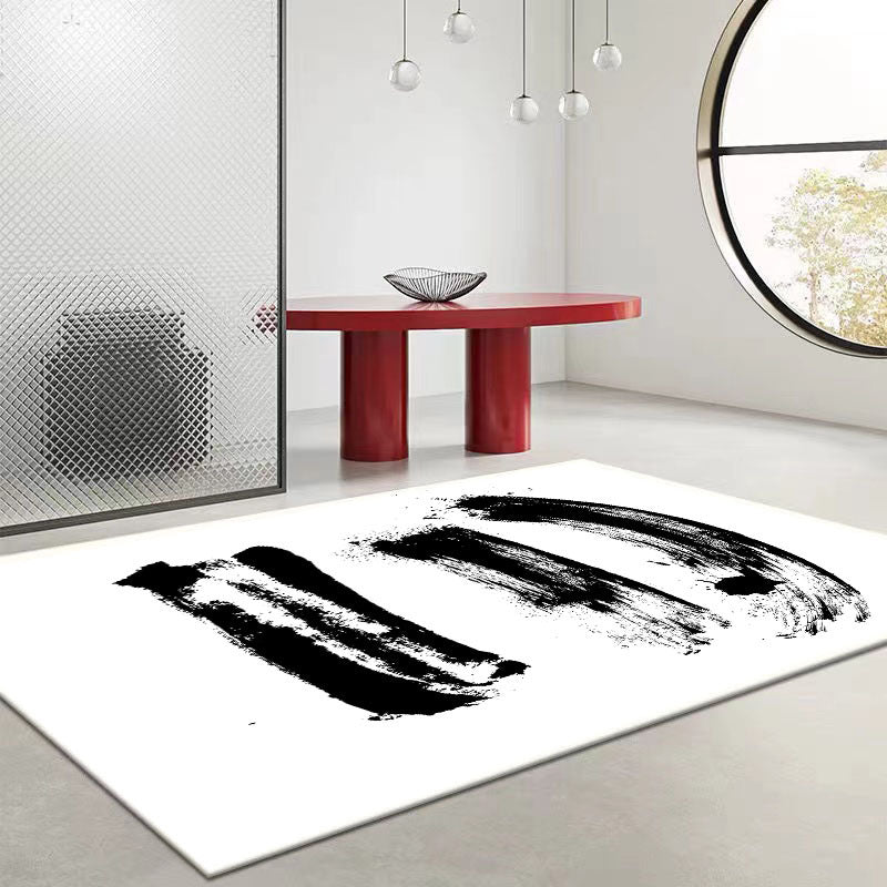 White Modern Rug Polyester Circle Area Rug Washable Indoor Rug for Living Room