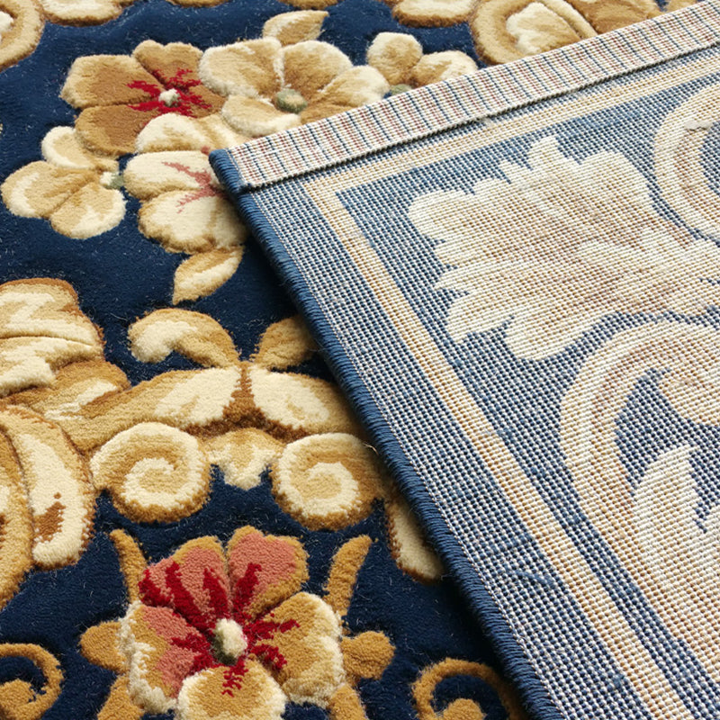 Blau antiker Druckteppich traditioneller Polyester-Fläche Teppich Anti-Rutsch-Waschbar Teppich