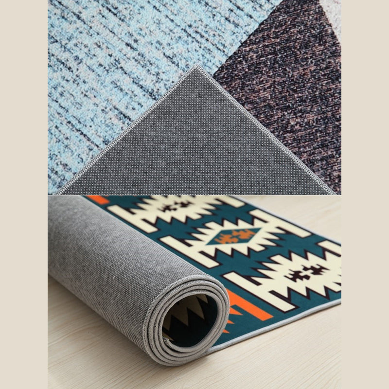 Leisure Area Carpet Modern Plant Pattern Rug Polyester Washable Carpet with Non-Slip Backing