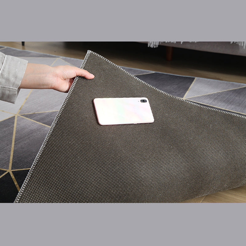 Modern Area Rug Classic Geometry Pattern Carpet Polyester Living Room Rug with Non-Slip Backing