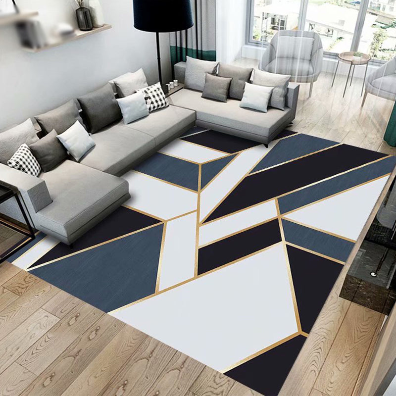 Modern Indoor Rug Minimalist Geometry Pattern Rug Polyester Stain Resistant Carpet for Living Room