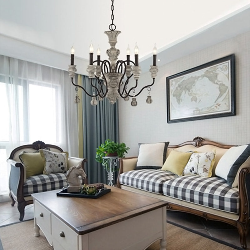 Harz Candlestick Hanging Lampe Traditionelle Esszimmer Kronleuchter in Grau