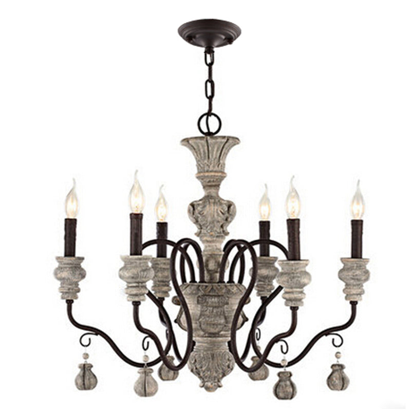 Harz Candlestick Hanging Lampe Traditionelle Esszimmer Kronleuchter in Grau