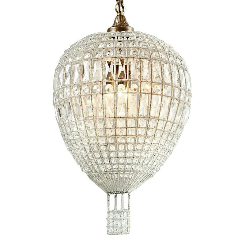 Crystal Balloon Suspension Pendant Light Modern 1-Light Bronze Chandelier for Living Room