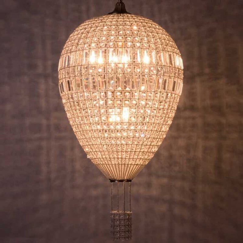 Crystal Balloon Suspension Pendant Light Modern 1-Light Bronze Chandelier for Living Room