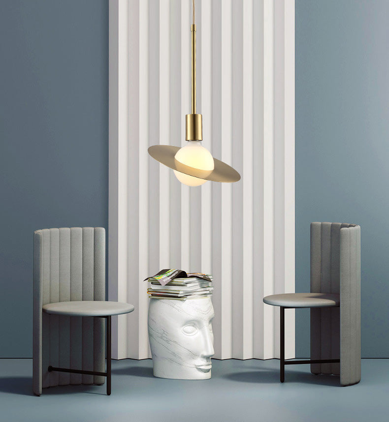Metal Planet Pendant Light Kit Minimalist Style Pendant Lighting Fixture in Coppery