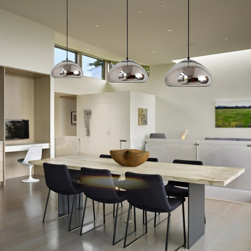 Mirrored Hanging Ceiling Light Contemporary Style Metal Pendant Lighting Fixture