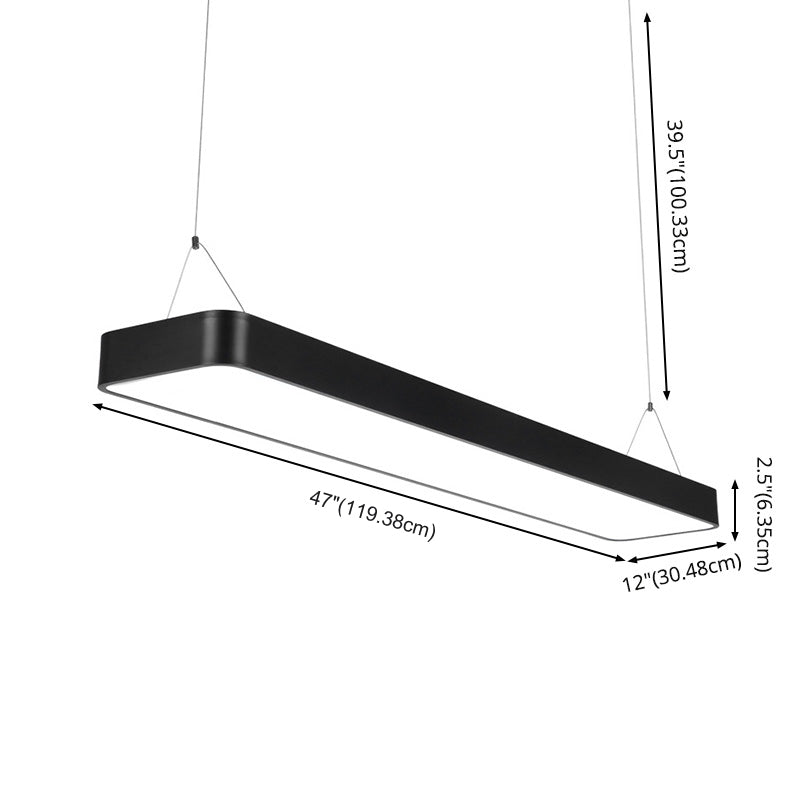 Contemporary Simple Style Hanging Lamp Rectangle Shaped LED Pendant Lights for Office