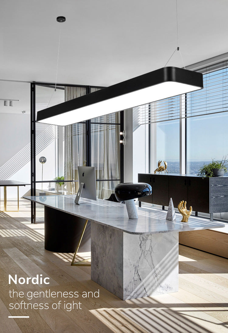 Contemporary Simple Style Hanging Lamp Rectangle Shaped LED Pendant Lights for Office