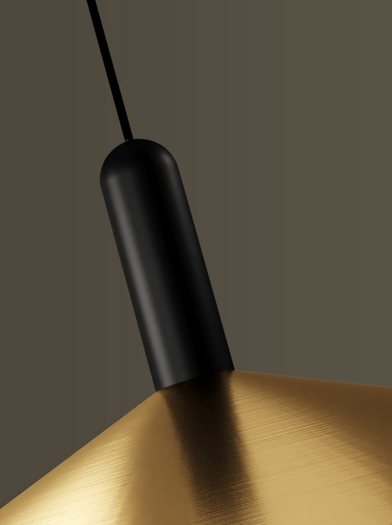 Salle à manger évasée suspendue plafonnier métal nordique nordique vers le pendentif éclairage en cuivre