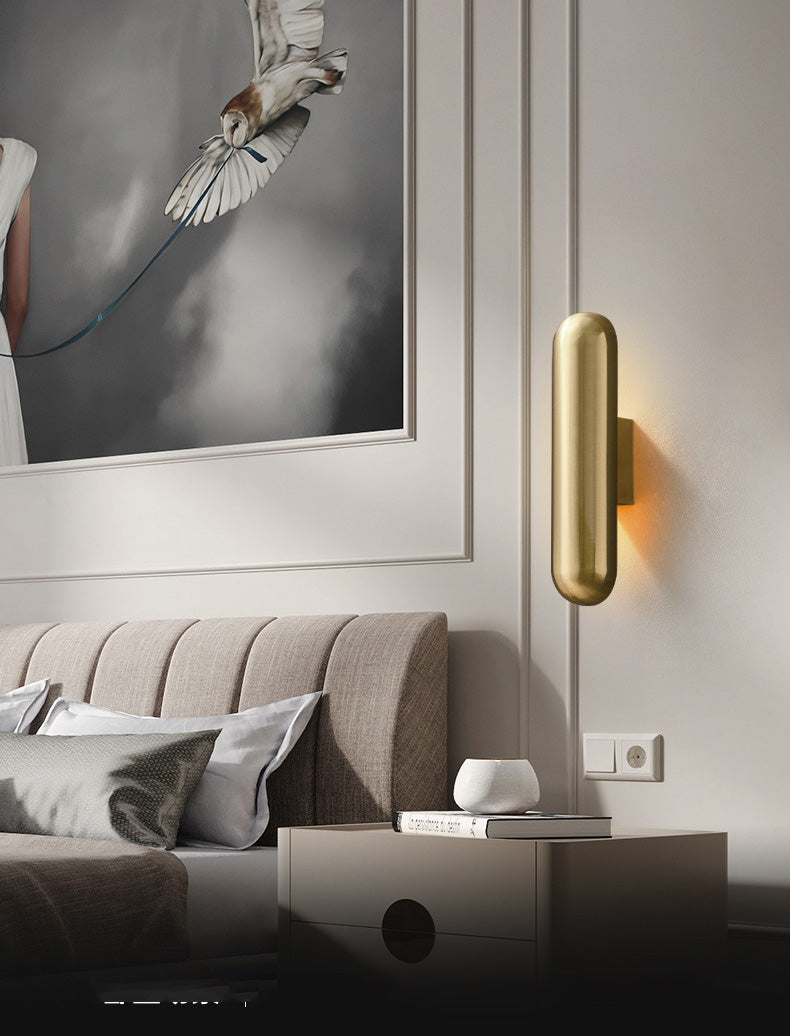 Capsula wall light sconce in stile contemporaneo a led lampada montata a parete in metallo