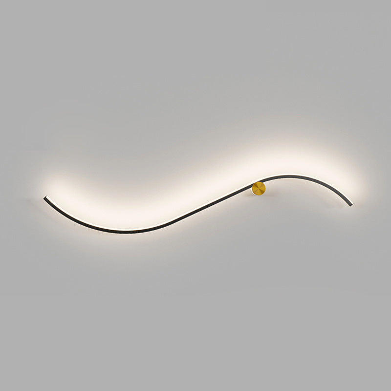 Modern LED Wall Mount Lighting Black Wave Wall Lighting Fixture with Metal Shade