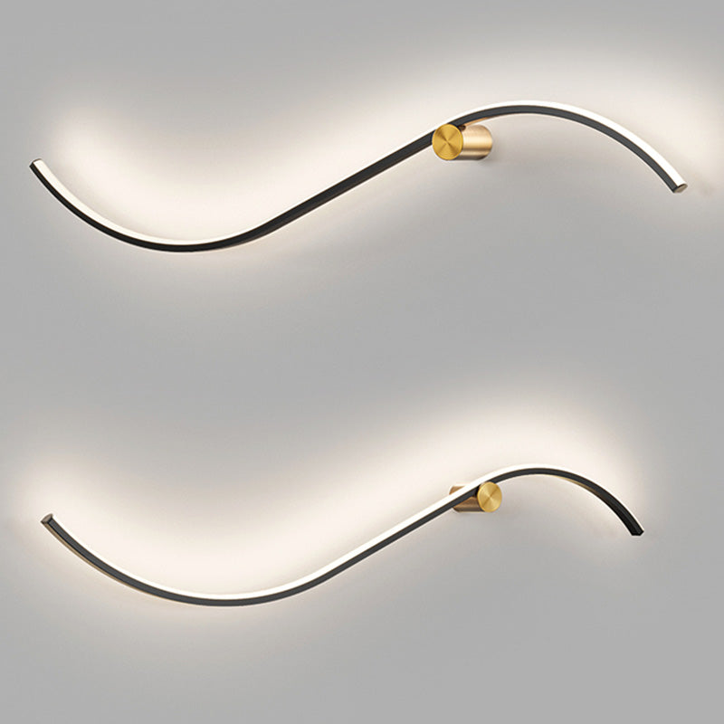 Modern LED Wall Mount Lighting Black Wave Wall Lighting Fixture with Metal Shade