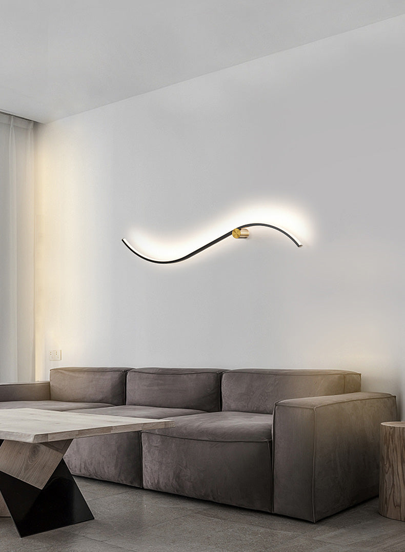 Modern LED Wall Mount Lighting Black Wave Wall Lighting Fixture with Metal Shade