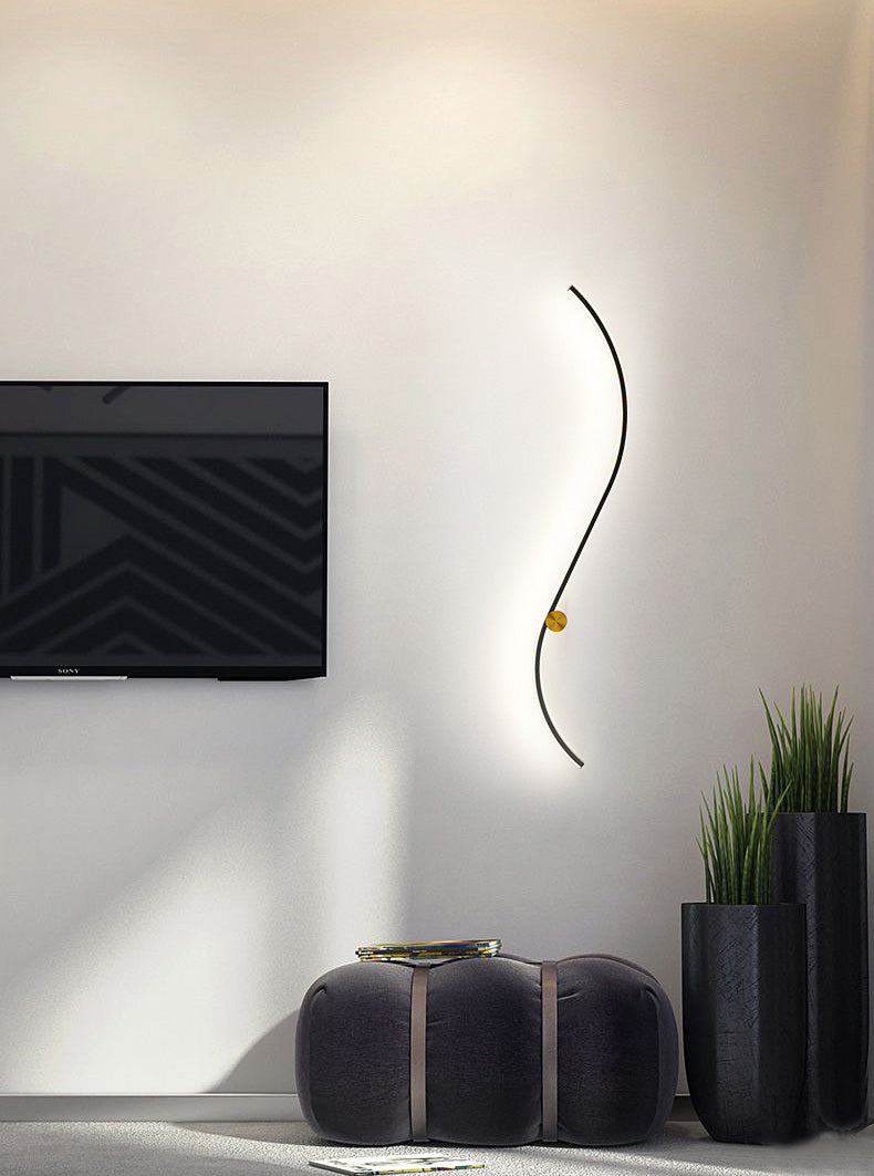 Modern LED Wall Mount Lighting Black Wave Wall Lighting Fixture with Metal Shade