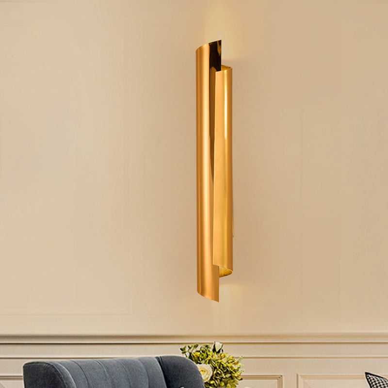 Lámpara de pared curva de pared Simplicidad posmoderna Lámpara de montaje de pared de acero inoxidable para sala de estar