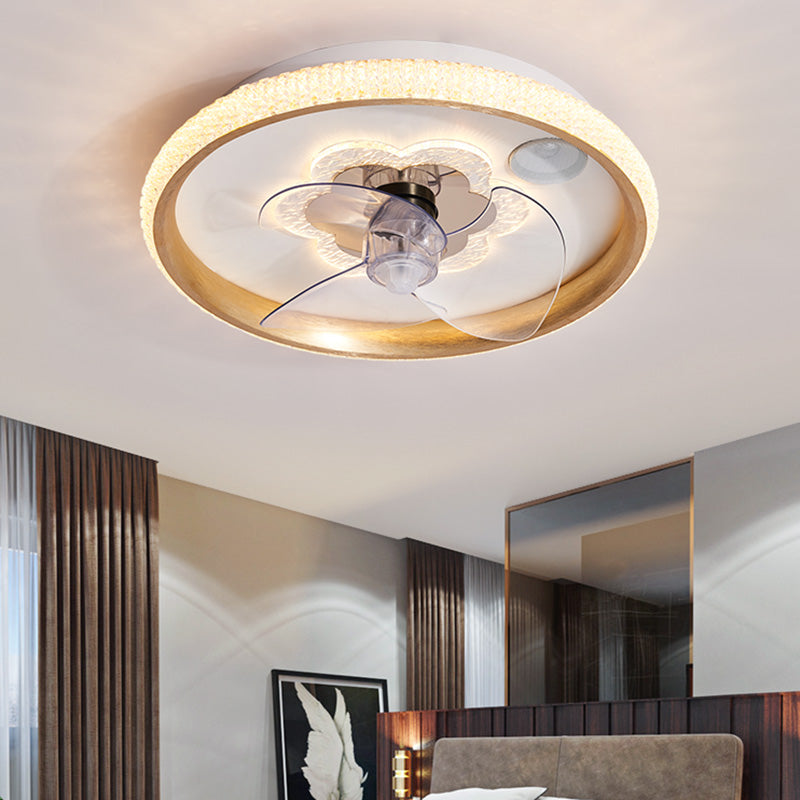 Smart Bluetooth Music Runde Lüfterlampe Minimalistische Acrylschlafzimmer halb Flush Licht in Weiß