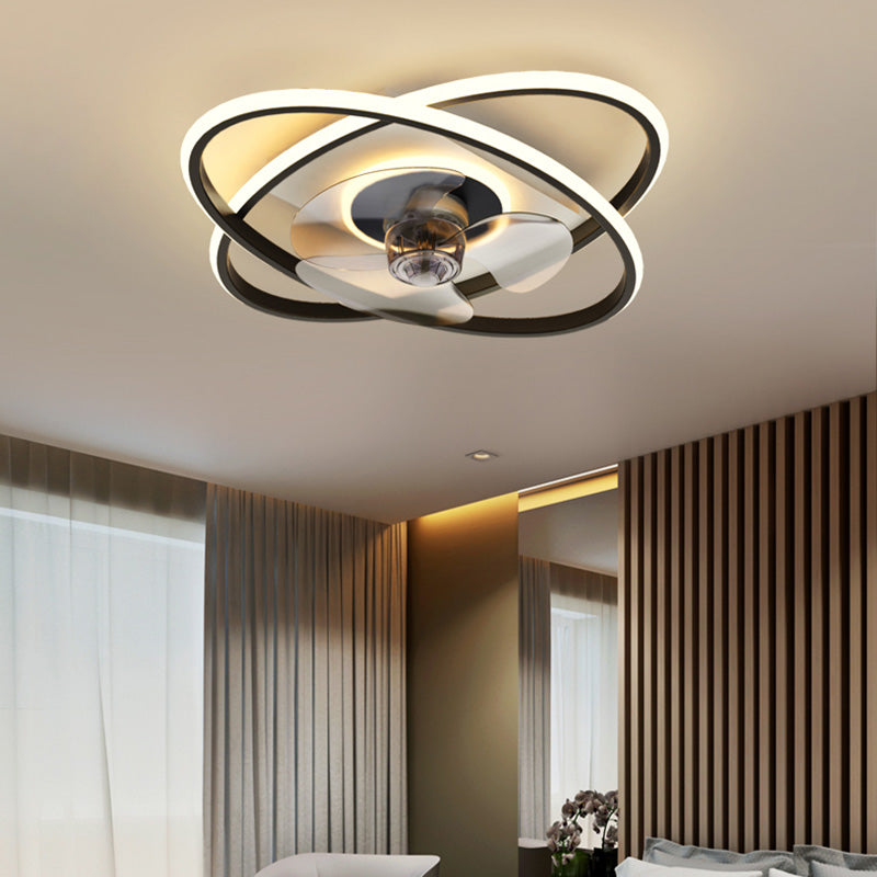 Schwarz-Weiß-Kreislüfungsbeleuchtung Einfachheit Metall LED Semi Flush Light für Schlafzimmer