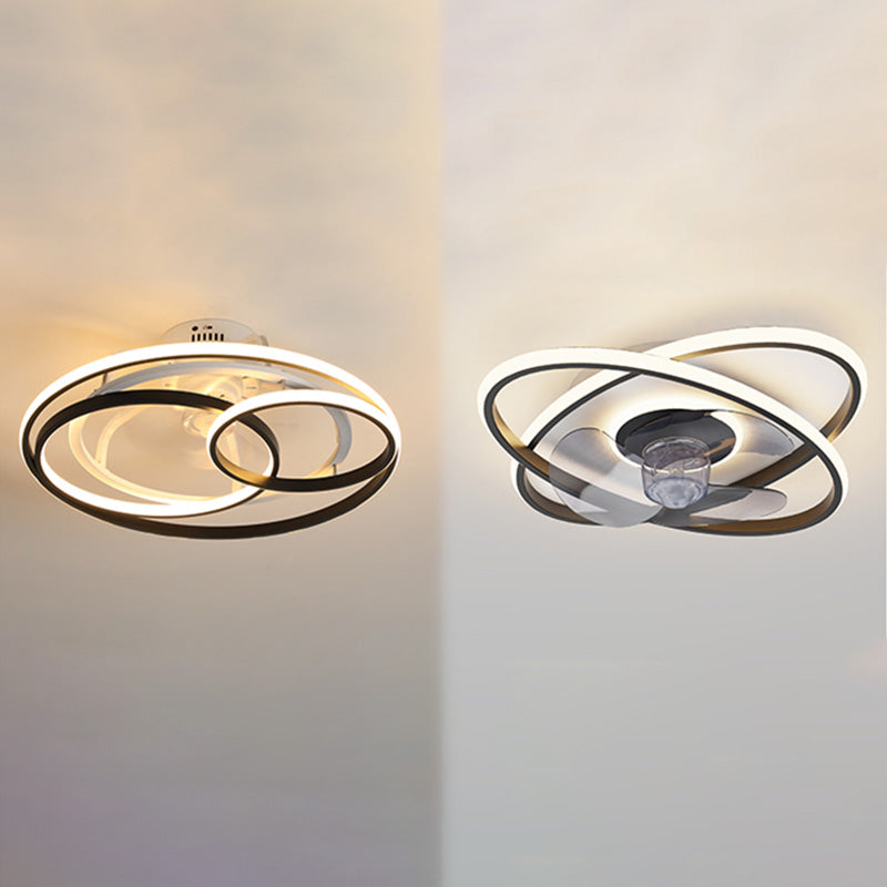 Schwarz-Weiß-Kreislüfungsbeleuchtung Einfachheit Metall LED Semi Flush Light für Schlafzimmer