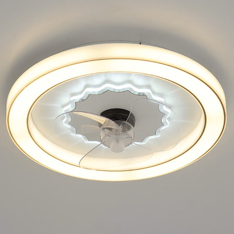 Runde Schlafzimmer Lüfterbeleuchtung Acrylminimalist LED Semi Flush Mount Lampe in Weiß