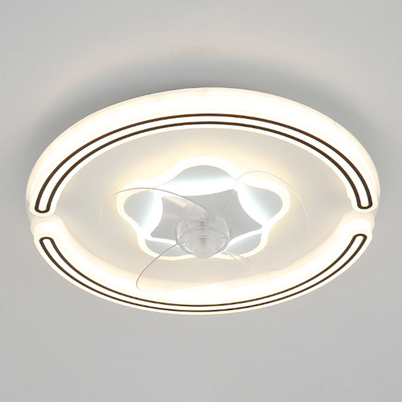 Runde Schlafzimmer Lüfterbeleuchtung Acrylminimalist LED Semi Flush Mount Lampe in Weiß