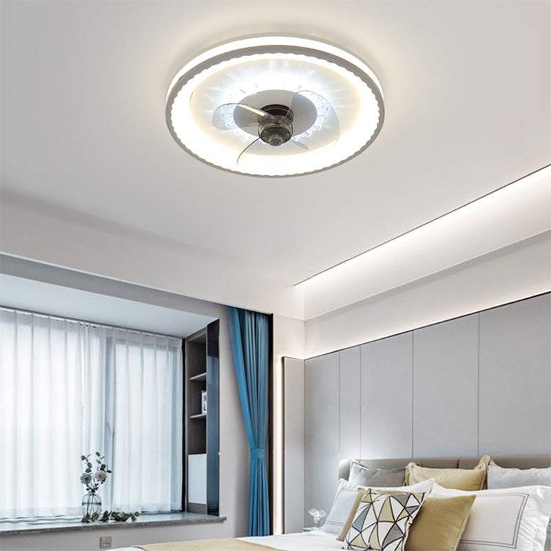 Runde Schlafzimmer Lüfterbeleuchtung Acrylminimalist LED Semi Flush Mount Lampe in Weiß